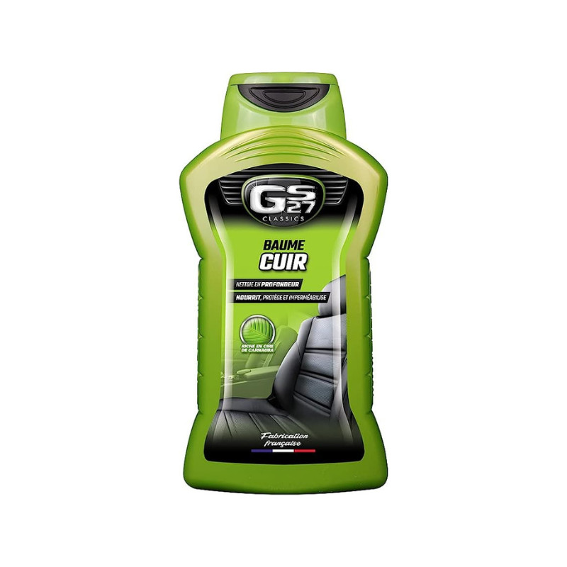 Nettoyant baume cuir GS27 formule anti-craquellement pour rénover l'habitacle