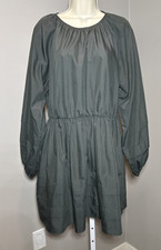 ASOS dress Sz 12 khaki olive green gray balloon sleeve dress Preppy City Classic