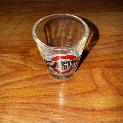 Vtg Ohio State Buckeyes Shot Glass School Colors Barware Mancave Rare Version