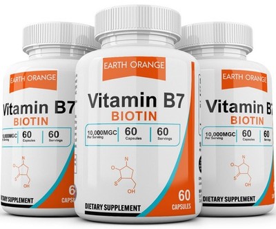 Biotin (Vitamin B7) 10000mcg (10mg) Hair & Nails 100% High Potency 180 Capsules