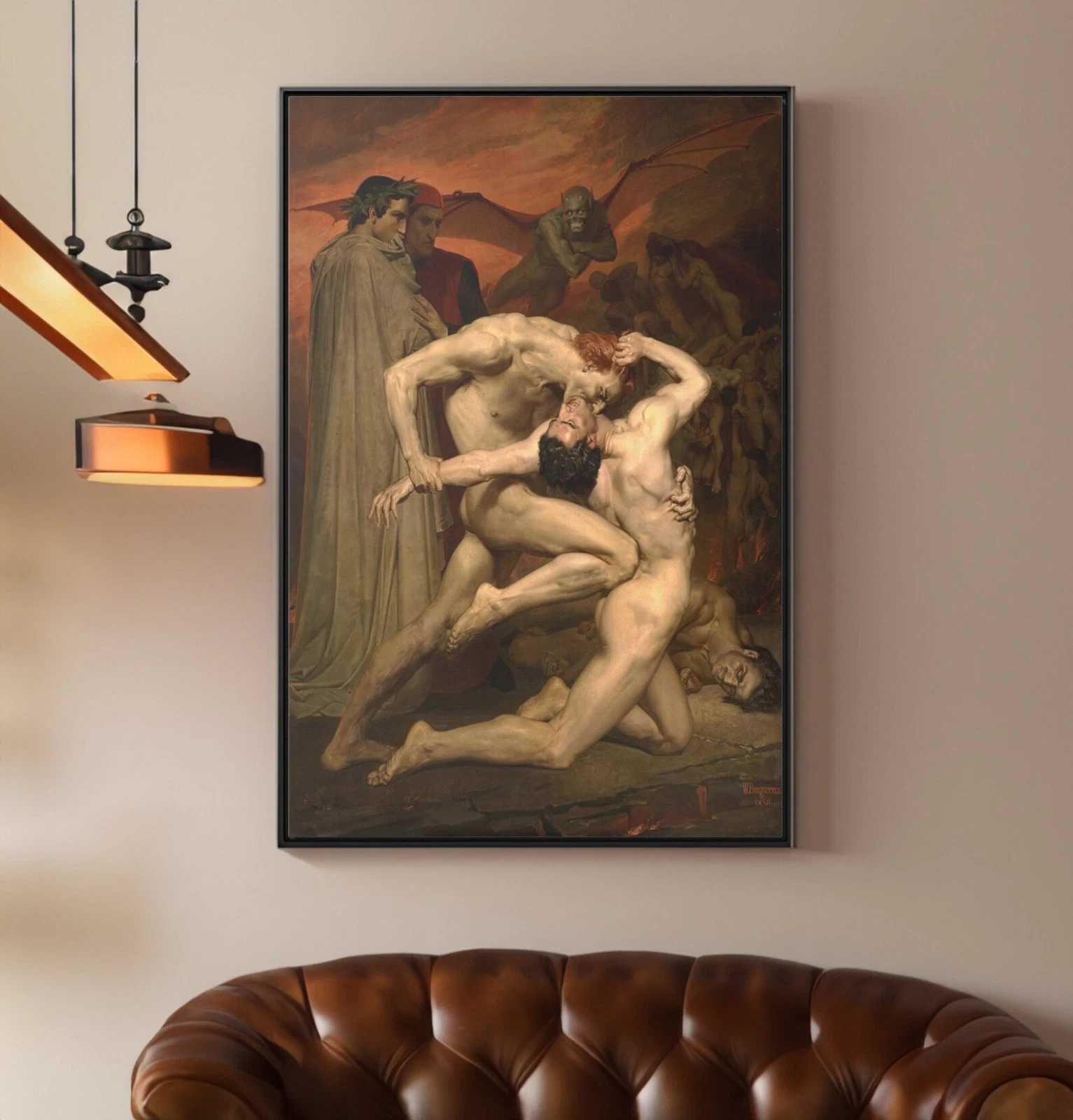 Bouguereau Dante and Virgil Canvas/Poster Print Wall Art