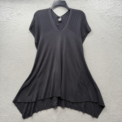 Stella Carakasi The Final Touch Sweater Tunic Top Knit Back Asymmetric Size M