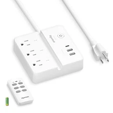 Remote Control Power Strip 3 RF Outlets 3 USB Ports 4ft Cord 1875W