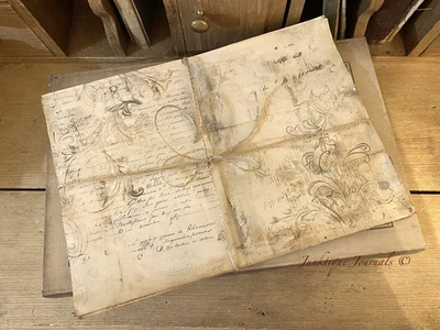 JUNKTIQUE JOURNALS JUNK JOURNAL EPHEMERA ~ 15 VINTAGE GRUNGY ~ HAND CREATED PATTERNED PAPERS 🥀