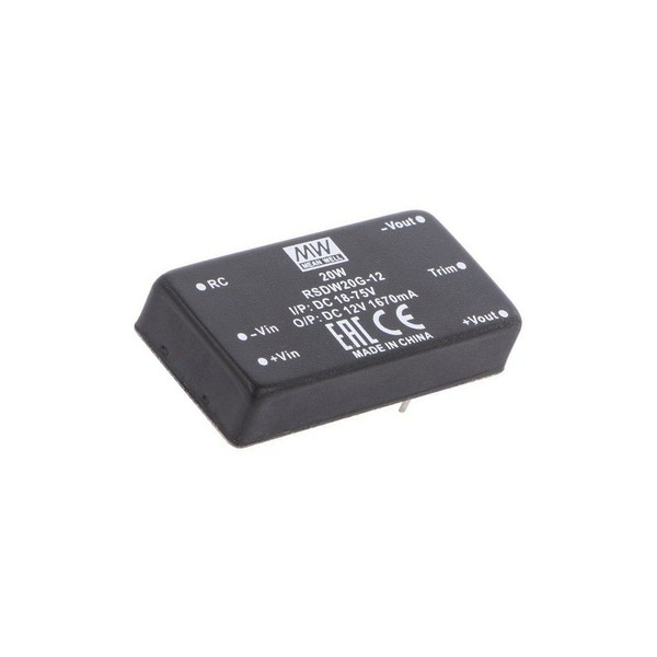 RSDW20G-12 Wandler: Dc/Dc 20W Ueing: 18-75VDC Uausg: 12VDC Iausg: 1670Ma Mean We-image