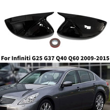 Fit For Infiniti G25 G37 Q40 Q60 2009-2015 Gloss Black Sde Wing Mirror Cover Cap