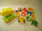 Vintage Fisher Price Little People Vehicles car boat Furniture toy lot