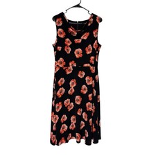 Talbots Fit Flare Midi Dress Size 10 Bold Floral Modest Wedding Guest Sleeveless