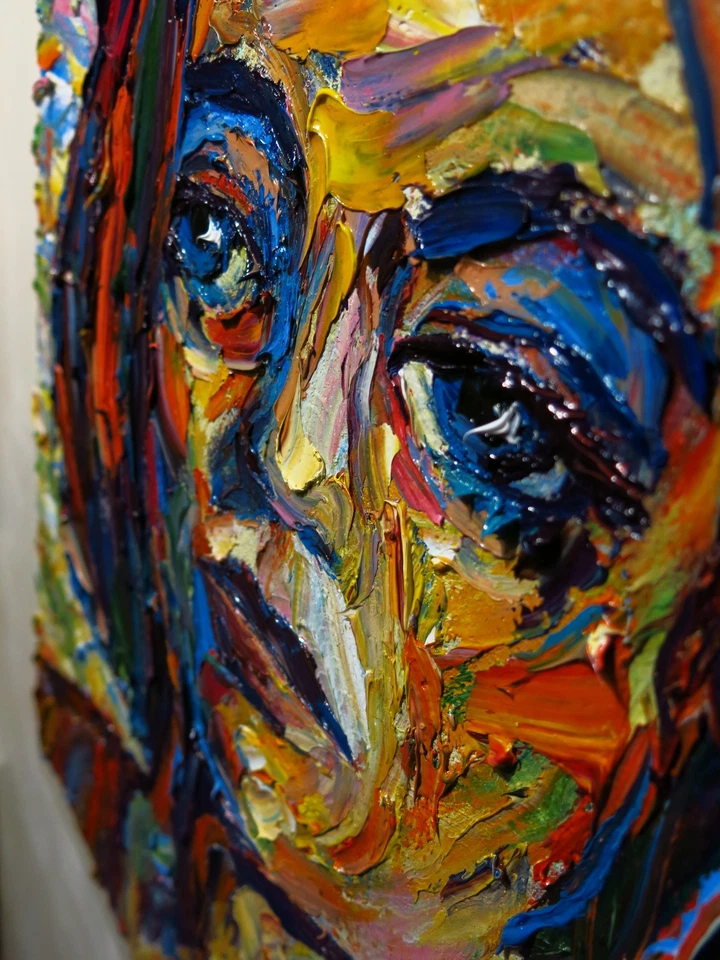 NAVAJA PALETA FEMENINA RETRATO ARTE FIRMADO VINTAGE█PINTURA ORIGINAL MODERNA█SIN RESERVA Foto 3 de 4