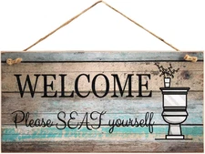 Funny Wall Décor Sign for Bathroom, Farmhouse Rustic Bathroom Wall Art Pictures 