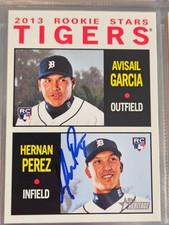 2013 Topps Heritage HERNAN PEREZ Blue Tigers In-Person Signed Autographed AUTO