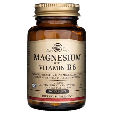 Solgar Magnesium mit Vitamin B-6 Magnesiumpräparat Knochen Muskeln 100 Tabletten