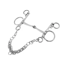 5'' Stainless Bit with Curb Chain and Curb Hooks Snaffle Pelham