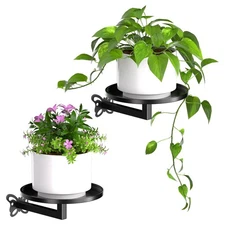 Wall Mounted Plant Stand Holders 2-Pack Metal Floating Shelves Round Display