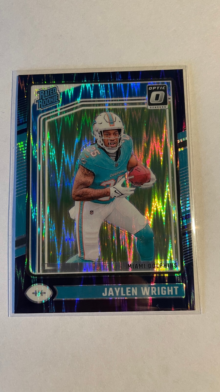 2024 Donruss Optic Purple Shock Jaylen Wright Rated Rookie Miami Dolphins 249