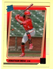 2021 PANINI CHRONICLES ⚾ CLEARLY DONRUSS RC #13 JONATHAN INDIA REDS 2025 ROYALS