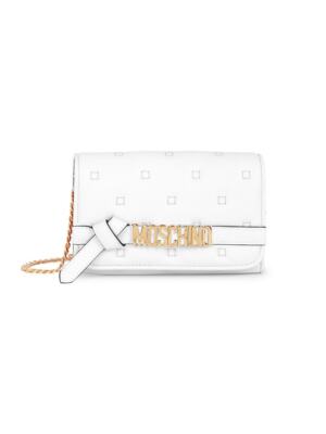 Moschino Couture Wallet Purse White Leather Removeable Chain Bag NWT