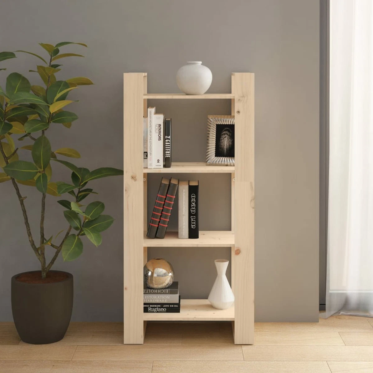 Book Cabinet Room Divider 60x35x125 Solid Wood I2O7