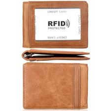 Money Clip, Front Pocket Wallet, Leather RFID Blocking Thin Wallet