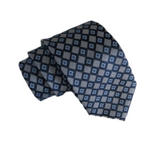 Vesuvio Napoli Geometric Rhombus design Navy/Silver/Blue Men Tie