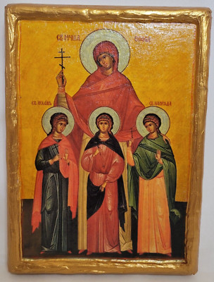 Saint Sophia Sofia St Hope St Faith St Love Eastern Orthodox Icon on Wood