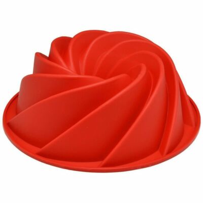 Red Large Spiral shape Bundt Cake Pan Bread Chocolate Bakeware Silicone Mold