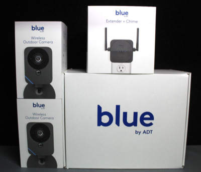 NEW BLUE ADT Home Security Starter Bundle Camera Extender Chime Sensor Smart Hub