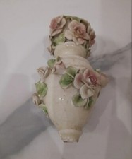 Componente Lampadario Antico In Porcellana Decorato Vintage Barocco Raro