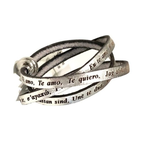 Bracciale Multifilo AMEN TA06-54 in Pelle Argento Frase TI AMO - 第 1/2 張圖片