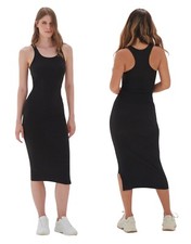 Ladies Racer Back Bodycon Midi Stretch Dress Womens Sleeveless Tank Top Dresses