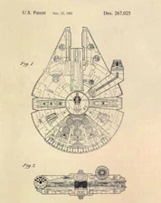 Millennium Falcon Star Wars US Patent Art Print - George Lucas Han Solo Ship 799
