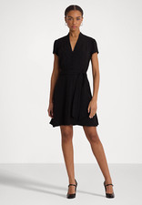 Lauren Ralph Lauren women's  SHORT SLEEVE DAYDRESS Belted in black size 6 $220