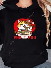Women's Cute Cat  Ramen Print Hoodie