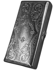 Retro Cigarette Case Victorian Style Metal Holder for Regular, Silver 