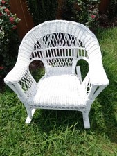 Children's White Wicker Rocking Chair