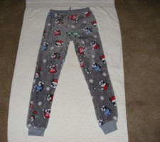 Fleece Polyester Gray Pajama Lounging Pants - Size Small