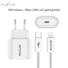 RIXUS 20W USBC Adapter Netzteil Ladegerät & iPhone 12 13 14 Pro 180cm Ladekabel