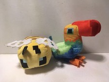 Minecraft Plush Lot Bee 6"  Big Beak Parrot 10" Mojang