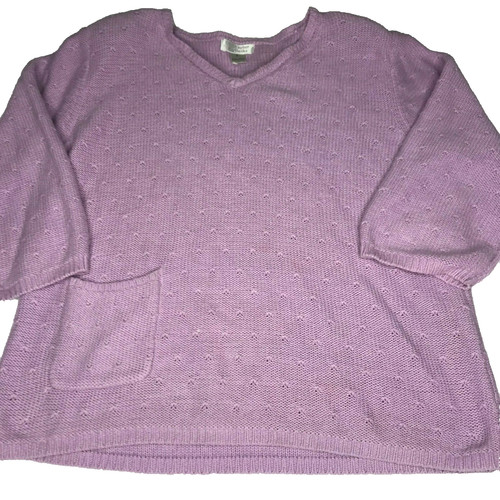Christopher & Banks size M purple lilac v-neck one pocket sweater spring fall