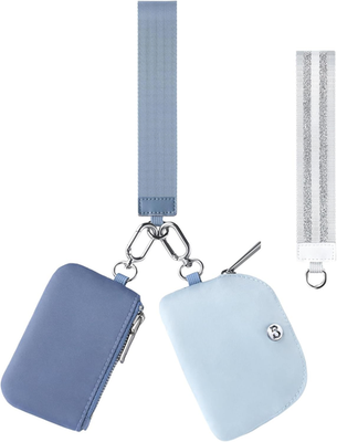 Mini Zip Around Dual Pouch Wristlet With 2 Straps Wristlet