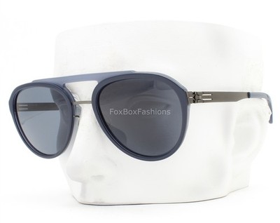 Ic! Berlin Daniel D. Sunglasses Polished Graphite Deep Blue on Graphite w/pouch