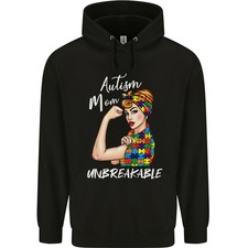 Autistic Mum Unbreakable Autism ASD Mens 80% Cotton Hoodie