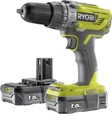 RYOBI 18 V ONE plus Cordless Combi Drill Starter Kit, Hyper Green, with 2 X 1.5 