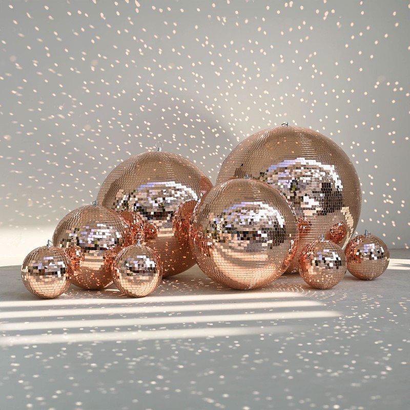 Yescom 8PCS Disco Ball Set 7"/12"/16"/20"/24" for Party Event Wedding Rose Gold