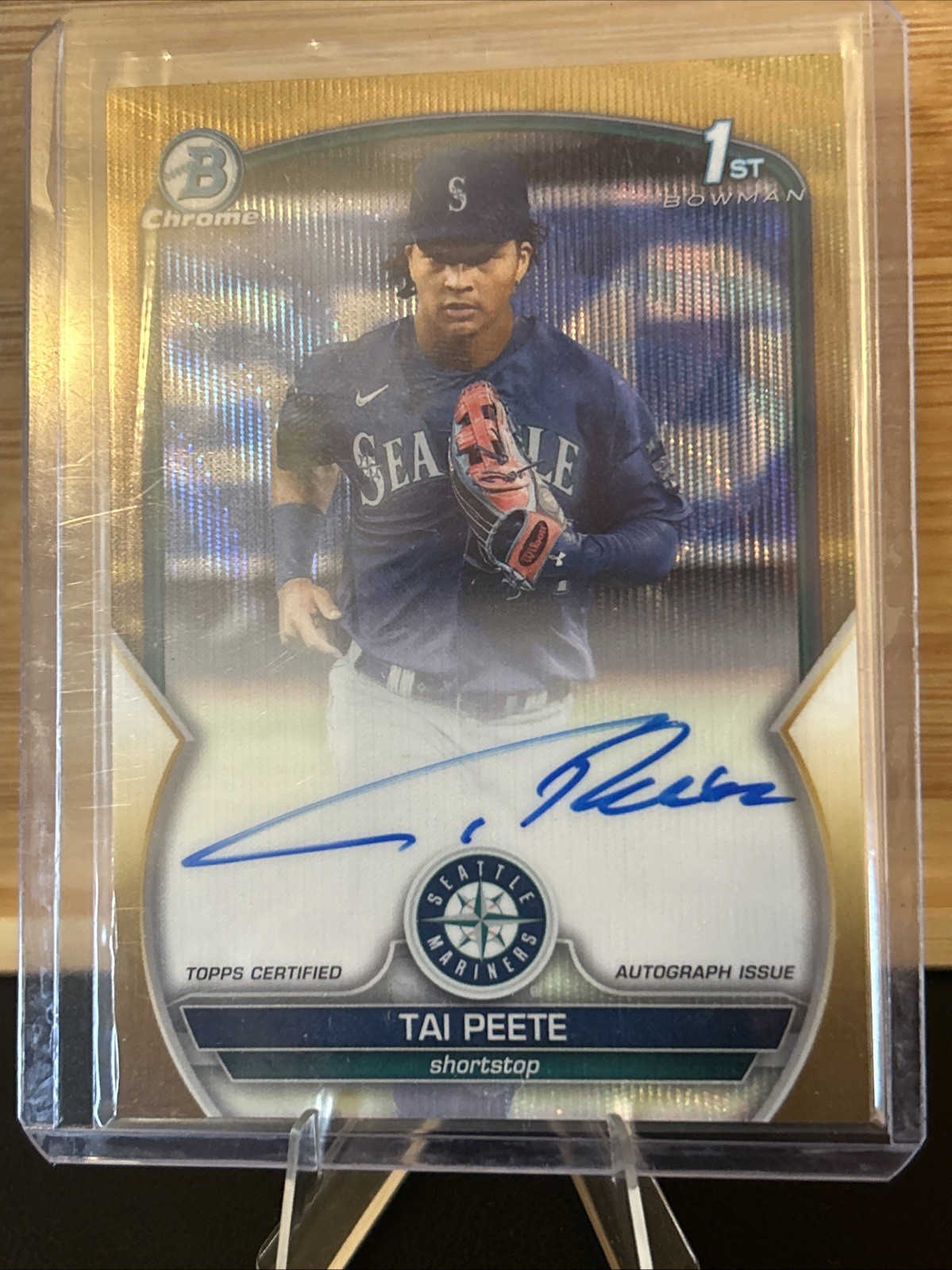 2023 BOWMAN CHROME DRAFT Tai Peete 1ST GOLD WAVE AUTO #/50 RCÂ SP NM or better