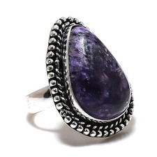 Russian Charoite Gemstone 925 Sterling Silver Jewelry Ring Size 7.5 q825
