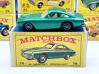 Vintage 1960s Lesney Matchbox #75 GREEN FERRARI BERLINETTA WIRE HUBS w/OG Box!
