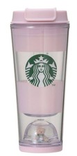 Starbucks Gelato Pique Bear Snow Globe Border Tumbler Soft Pink 355ml Japan