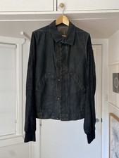 Rick Owens SS14 Denim Worker Jacket w/ Blistered Lamb Leather Sleeves Size M
