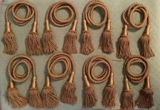 Lot of 8 Luxury Large Curtain Drapery 7” Tassel 48” Rope Tieback Holdback Gold 